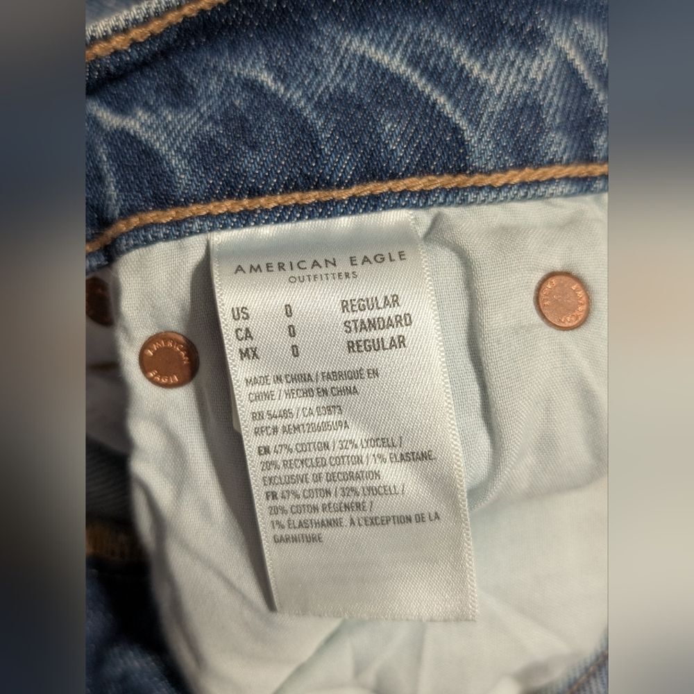 American Eagle Super High-Rise Straight Ankle Jeans Distressed Indie 0 Reg - Picture 5 of 6